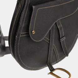 Pre Owned Christian Dior Black Leather Saddle Shoulder Bag
