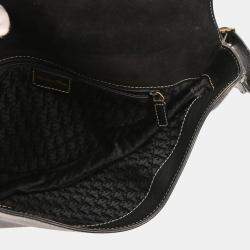 Pre Owned Christian Dior Black Leather Saddle Shoulder Bag