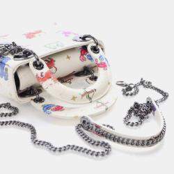 Pre Owned حقيبة ديور ليدي ديور زودياك بيكسل جلد عجل أبيض صغيرة