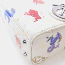 Pre Owned حقيبة ديور ليدي ديور زودياك بيكسل جلد عجل أبيض صغيرة