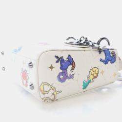 Pre Owned حقيبة ديور ليدي ديور زودياك بيكسل جلد عجل أبيض صغيرة