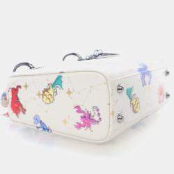 Pre Owned حقيبة ديور ليدي ديور زودياك بيكسل جلد عجل أبيض صغيرة