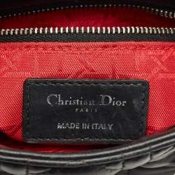 Pre Owned Dior Black Cannage Leather Mini Lady Dior Tote