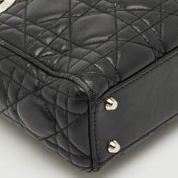 Pre Owned Dior Black Cannage Leather Mini Lady Dior Tote