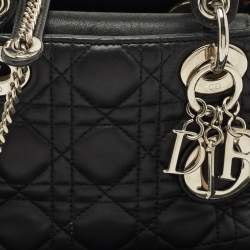 Pre Owned Dior Black Cannage Leather Mini Lady Dior Tote