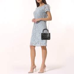 Pre Owned Dior Black Cannage Leather Mini Lady Dior Tote