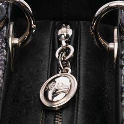 Pre Owned Dior Black Medium Velvet and Canvas Lady Dior