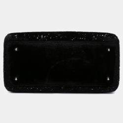 Pre Owned Dior Black Medium Velvet and Canvas Lady Dior