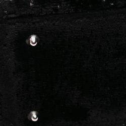 Pre Owned Dior Black Medium Velvet and Canvas Lady Dior
