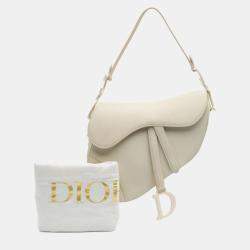 Pre Owned Dior White Ultra Matte Calfskin Saddle Bag