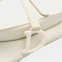 Pre Owned Dior White Ultra Matte Calfskin Saddle Bag