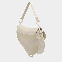 Pre Owned Dior White Ultra Matte Calfskin Saddle Bag