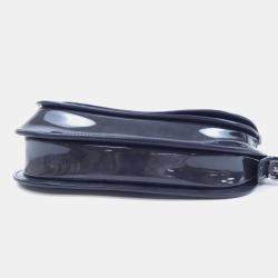 Pre Owned Dior Saddle Grey Patent Oblique Embossed Boxy Shoulder Bag