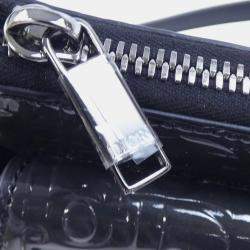 Pre Owned Dior Saddle Grey Patent Oblique Embossed Boxy Shoulder Bag