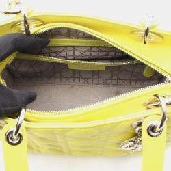 Pre Owned Dior Lady Dior Yellow Leather Shoulder Bag