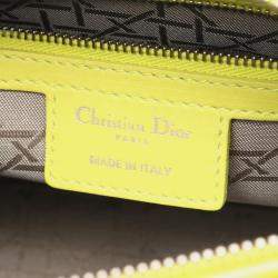 Pre Owned Dior Lady Dior Yellow Leather Shoulder Bag
