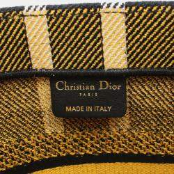 Pre Owned Dior Book Tote Small Yellow Black White Canvas Tote Bag
