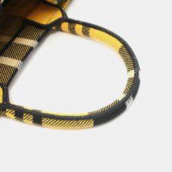 Pre Owned Dior Book Tote Small Yellow Black White Canvas Tote Bag