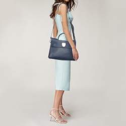 Pre Owned Dior Navy Blue Leather Medium Diorever Tote