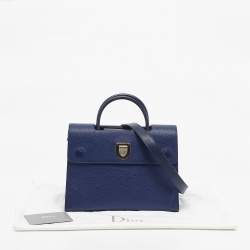 Pre Owned Dior Navy Blue Leather Medium Diorever Tote