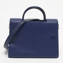 Pre Owned Dior Navy Blue Leather Medium Diorever Tote