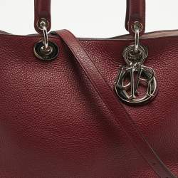 Pre Owned Dior Red Leather Medium Diorissimo Shopper Tote