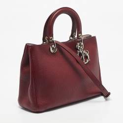Pre Owned Dior Red Leather Medium Diorissimo Shopper Tote