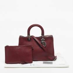 Pre Owned Dior Red Leather Medium Diorissimo Shopper Tote