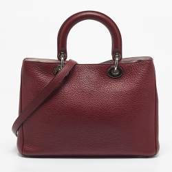 Pre Owned Dior Red Leather Medium Diorissimo Shopper Tote