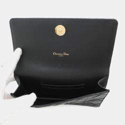 Pre Owned Dior Caro Black Leather Wallet