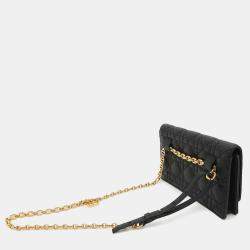 Pre Owned Dior Caro Black Leather Wallet