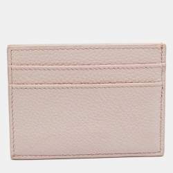 Pre Owned Dior Pink Grained Leather Card Holder