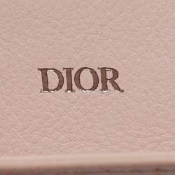 Pre Owned Dior Pink Grained Leather Card Holder