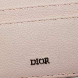 Pre Owned Dior Pink Grained Leather Card Holder