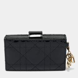 Pre Owned  Dior Black Cannage Patent Leather Lady Dior 5 Gusset Card Holder 