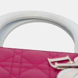 Pre Owned Dior Pink Large Bicolor Lambskin Cannage Lady Dior