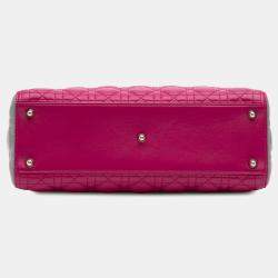 Pre Owned Dior Pink Large Bicolor Lambskin Cannage Lady Dior