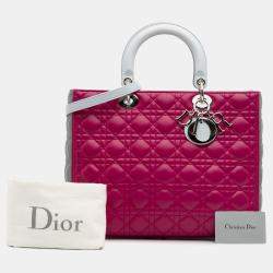 Pre Owned Dior Pink Large Bicolor Lambskin Cannage Lady Dior