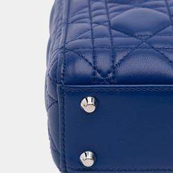 Pre Owned Dior Mini Lambskin Blue Cannage Lady Dior