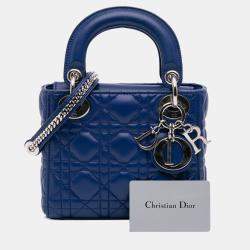 Pre Owned Dior Mini Lambskin Blue Cannage Lady Dior