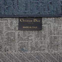 Pre Owned Dior Blue Medium Oblique Denim Book Tote