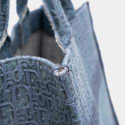 Pre Owned Dior Blue Medium Oblique Denim Book Tote