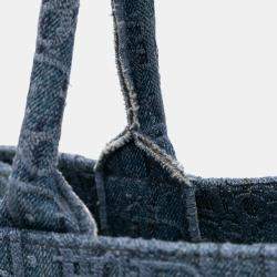 Pre Owned Dior Blue Medium Oblique Denim Book Tote