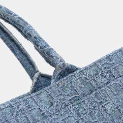 Pre Owned Dior Blue Medium Oblique Denim Book Tote