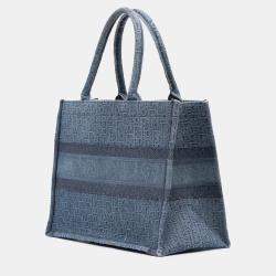 Pre Owned Dior Blue Medium Oblique Denim Book Tote