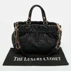 Pre Owned Dior Black Quilted Cannage Leather Delices Gaufre Tote