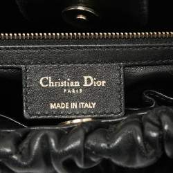 Pre Owned Dior Black Quilted Cannage Leather Delices Gaufre Tote