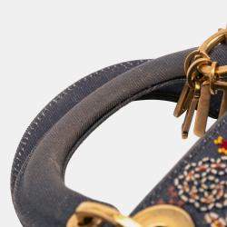 Pre Owned Dior Blue Mini Denim Embroidered Lady Dior