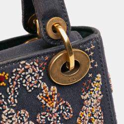 Pre Owned Dior Blue Mini Denim Embroidered Lady Dior