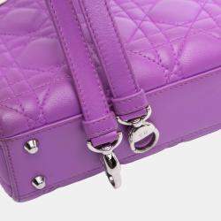 Pre Owned Dior Purple Mini Lambskin Cannage Lady Dior